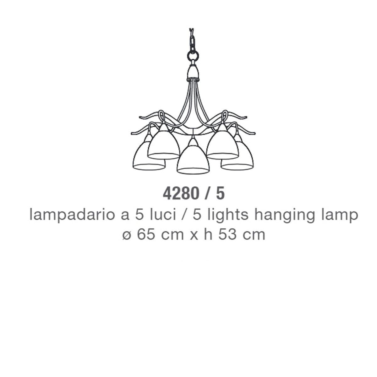 Lampadario classico LAM 4280 5 E14 LED metallo vetro sospensione - 4