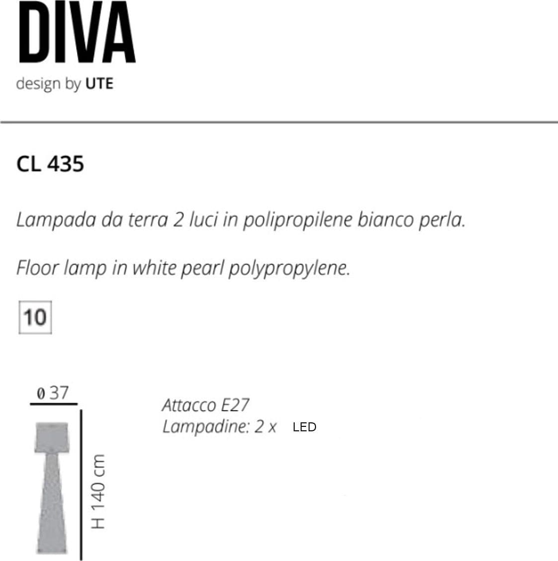 Piantana moderna EMPORIUM DIVA CL435 E27 LED polipropilene lampada terra - 8
