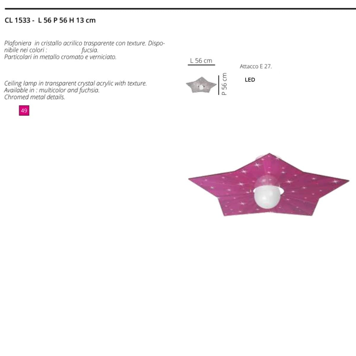 Plafoniera moderna EMPORIUM STAR CL1533 49 E27 LED cristallo acrilico lampada soffitto - 3