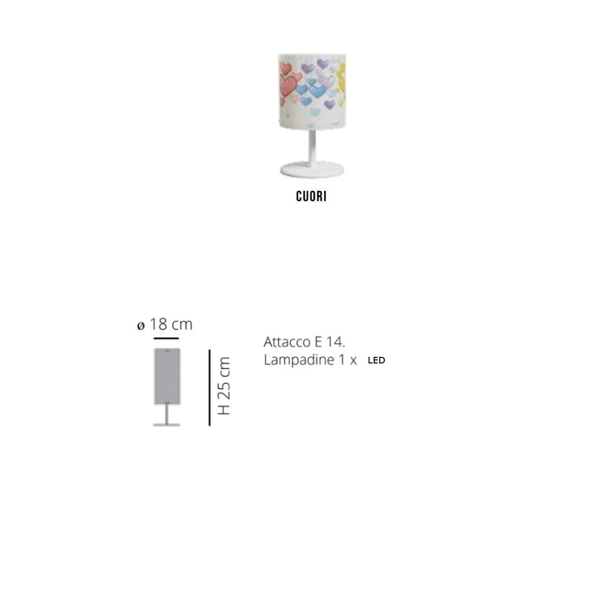 Abat-jour moderna EMPORIUM CYLINDER CUORI CL1527 E14 LED metacrilato sandylex lampada cameretta - 5