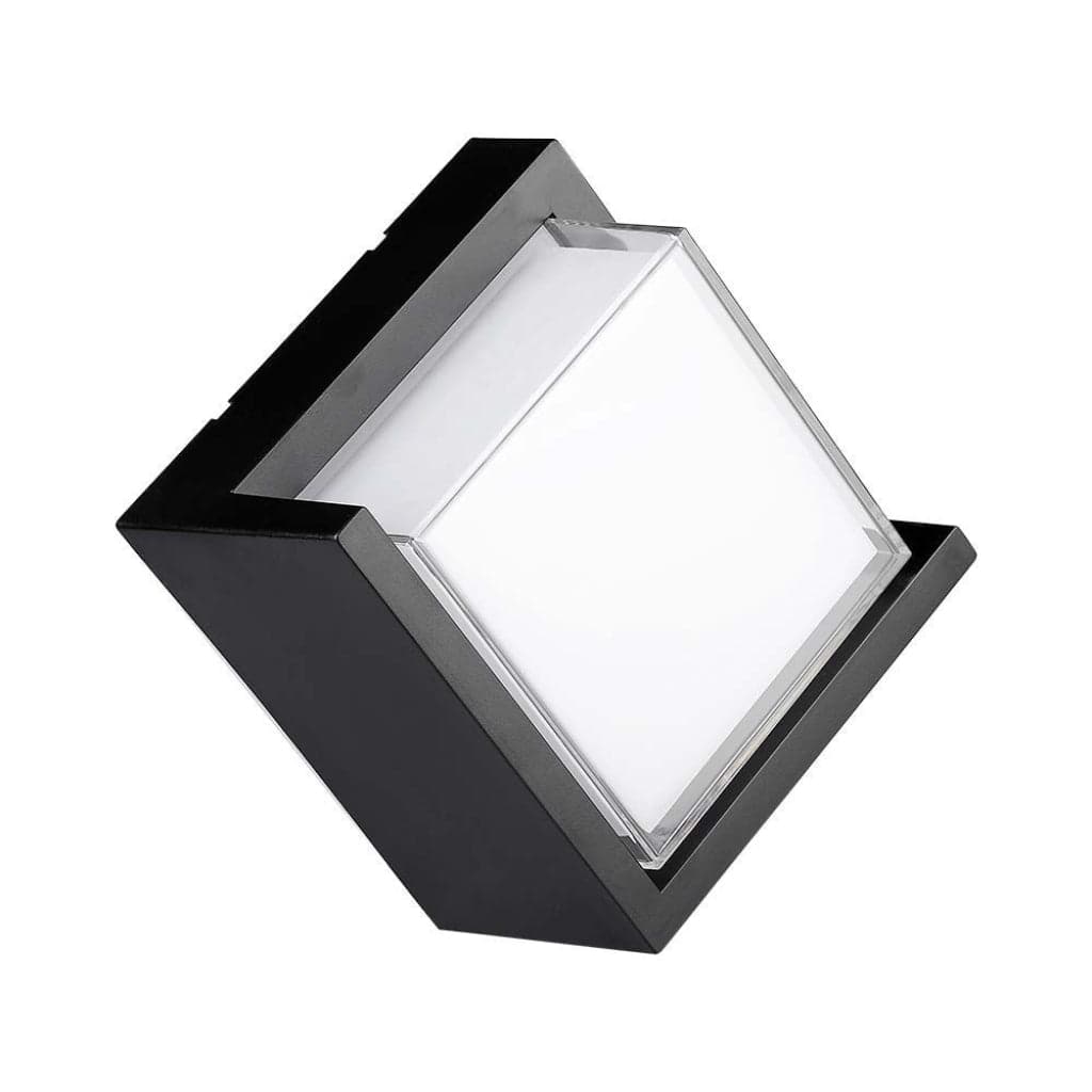 V-TAC Lampada LED da Muro Quadrato 12W con Diffusore Semicoperto Nera 4000K IP65