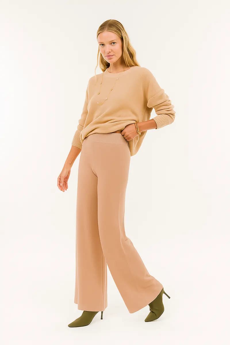 KONTATTO | Pantalone zampa in maglia - 11