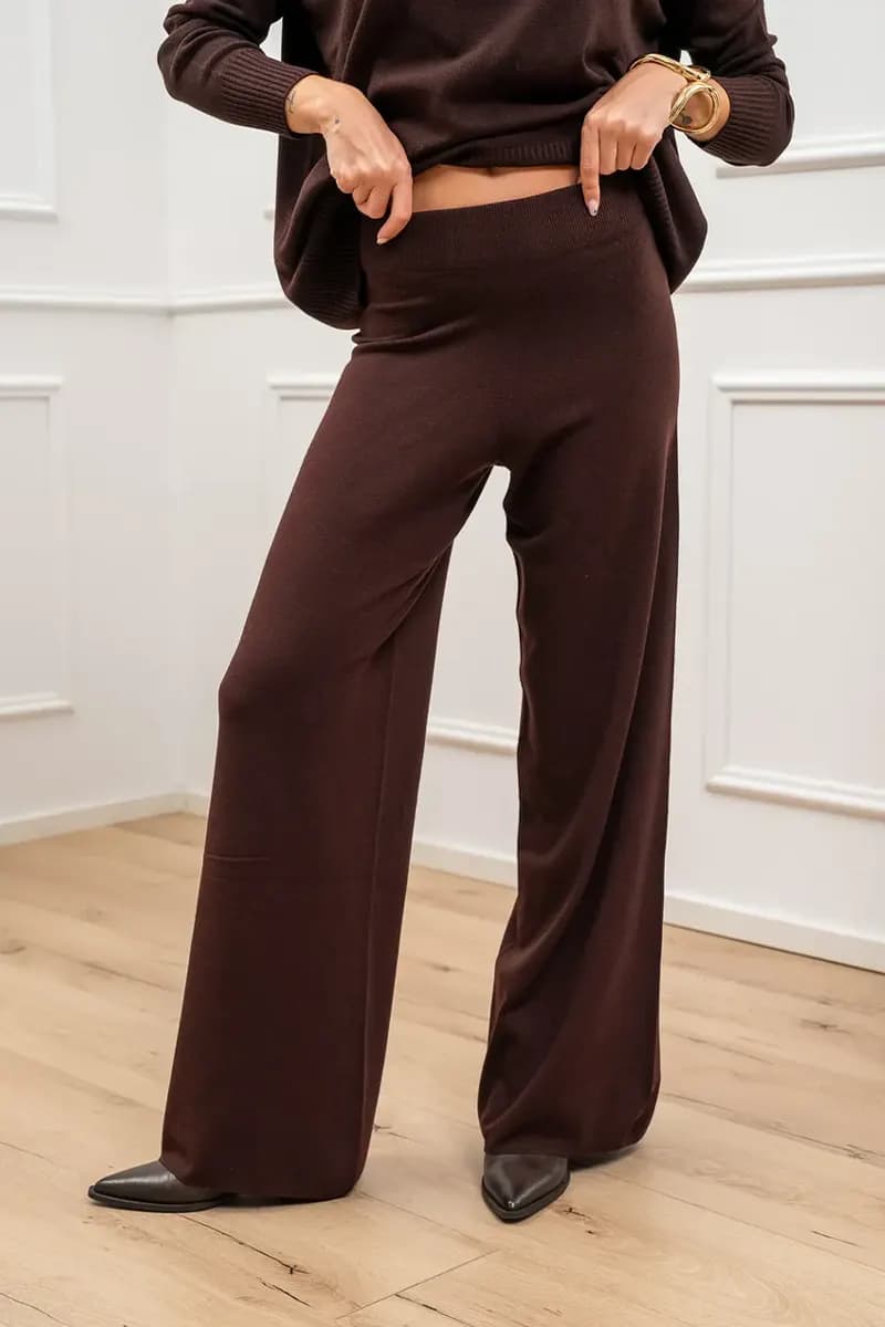 KONTATTO | Pantalone zampa in maglia - 6