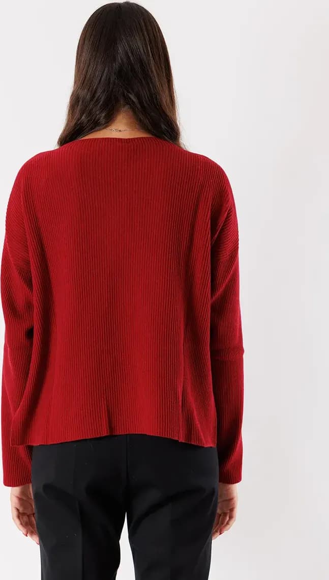 KONTATTO | Maglia girocollo a coste con spacchi - 2