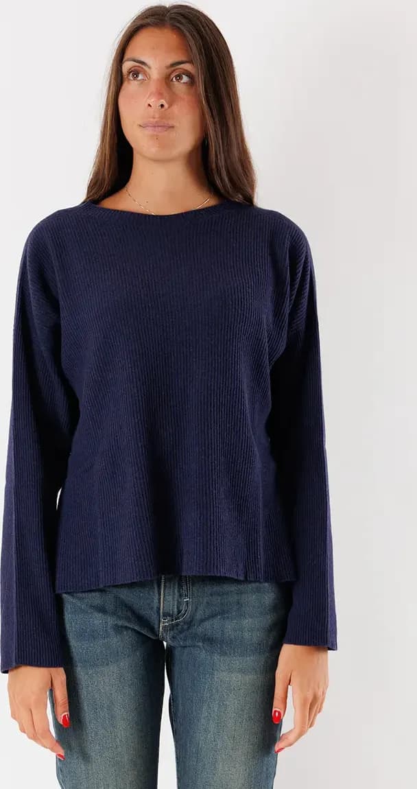 KONTATTO | Maglia girocollo a coste con spacchi - 5