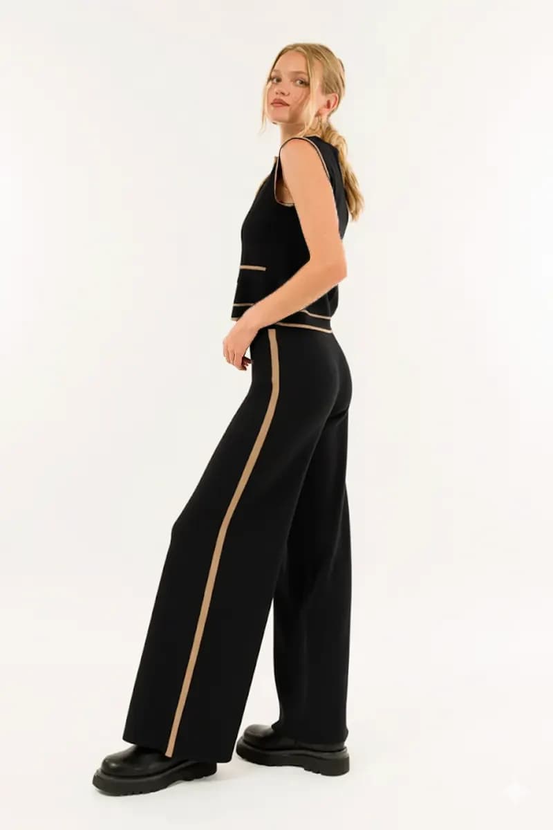 KONTATTO | Pantalone in maglia con banda laterale - 4