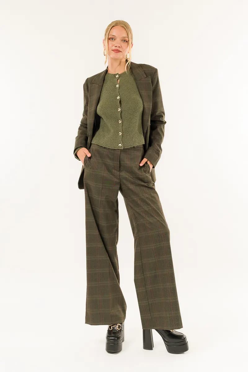 KONTATTO | Pantalone palazzo fantasia check - 3
