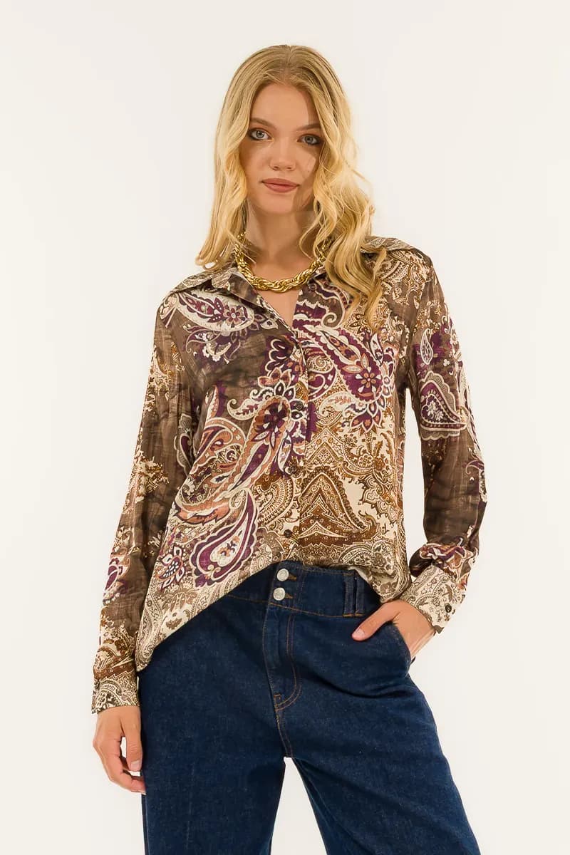 KONTATTO | Camicia slim fit fantasia cachemire - 4