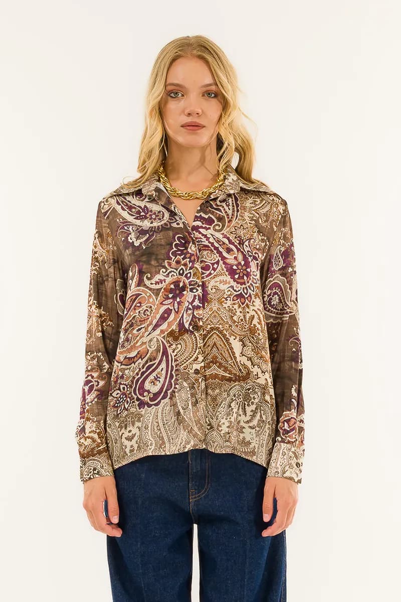 KONTATTO | Camicia slim fit fantasia cachemire - 3
