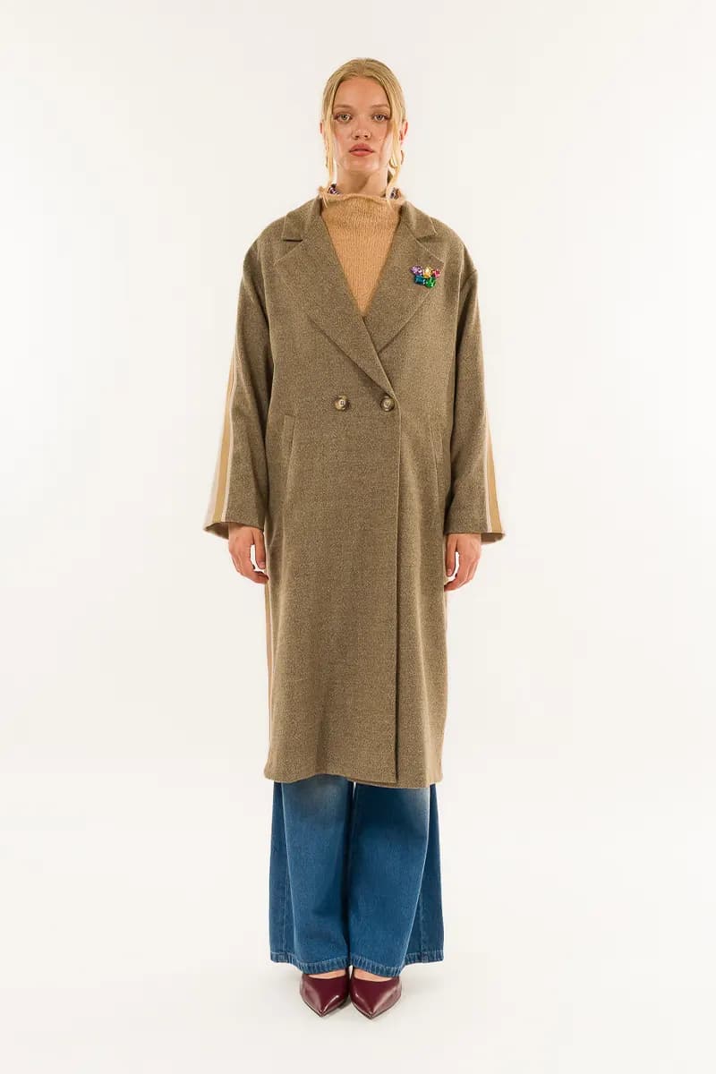 KONTATTO | Cappotto doppiopetto bicolor con patch - 2