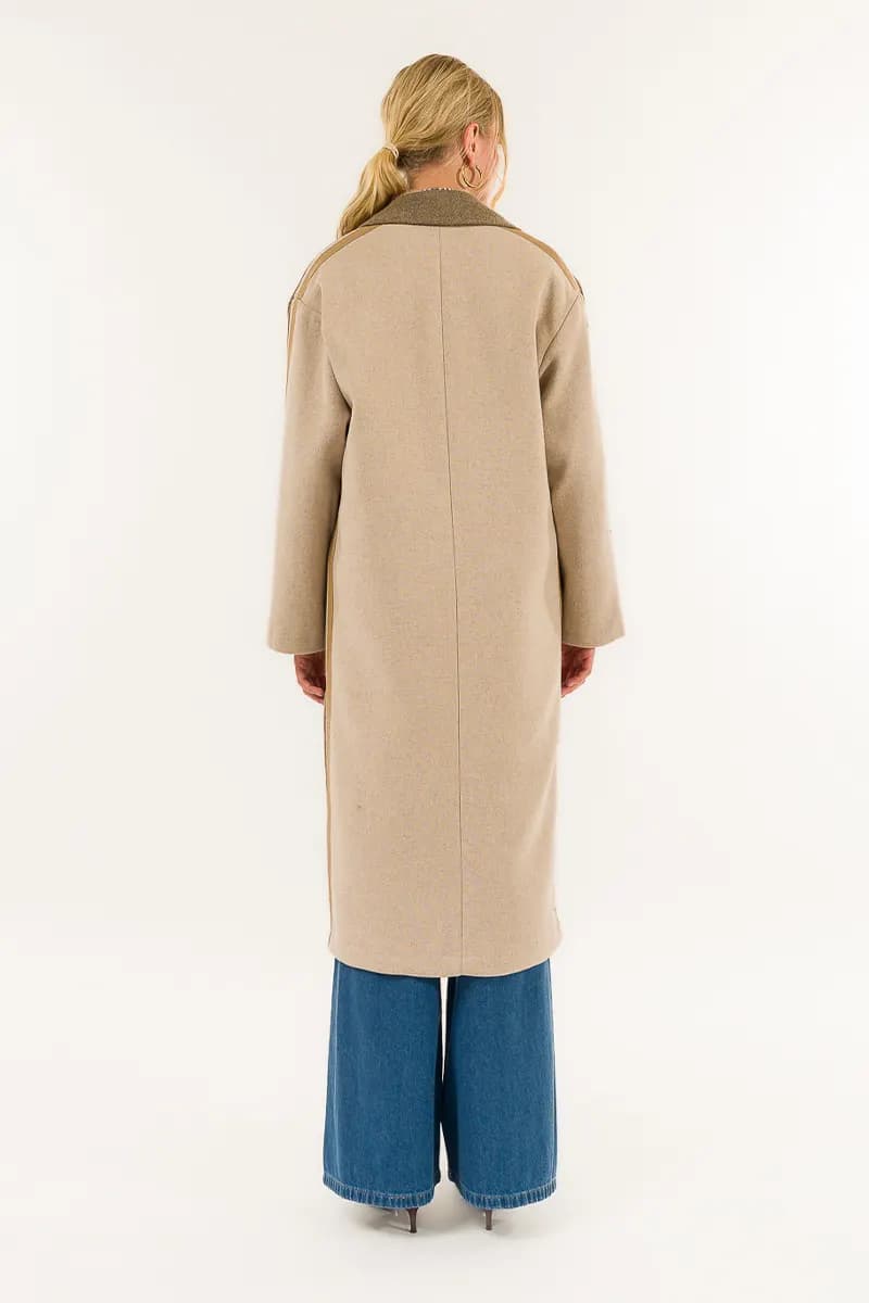 KONTATTO | Cappotto doppiopetto bicolor con patch - 3