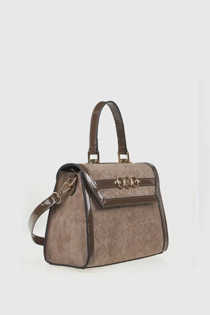 VERDE FASHION | Borsa a tracolla in ecopelle scamosciata - 4