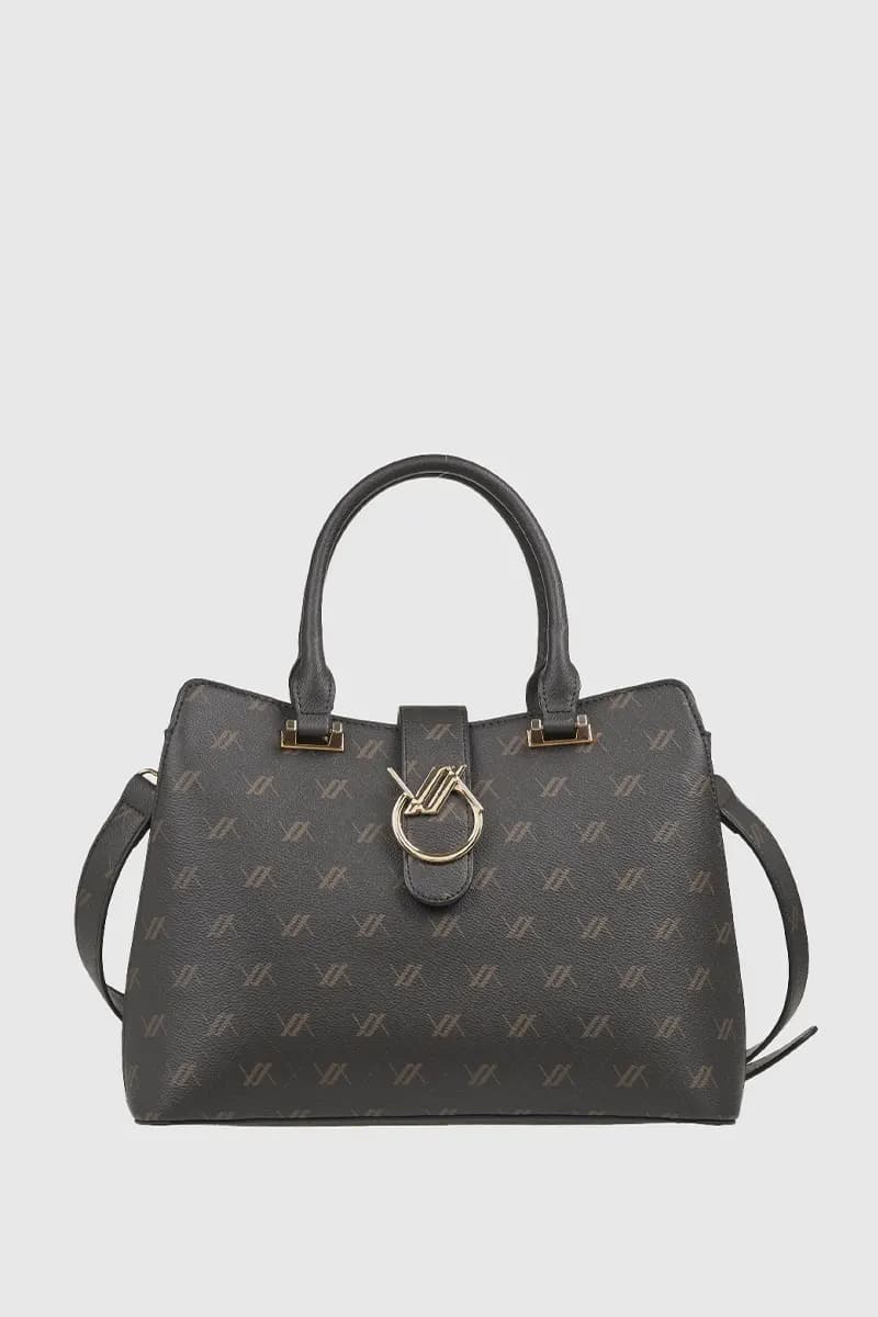 VERDE FASHION | Borsa in ecopelle con stampa logo - 5
