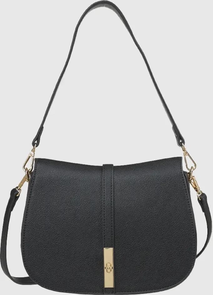 VERDE FASHION | Borsa a tracolla con patta – Nero
