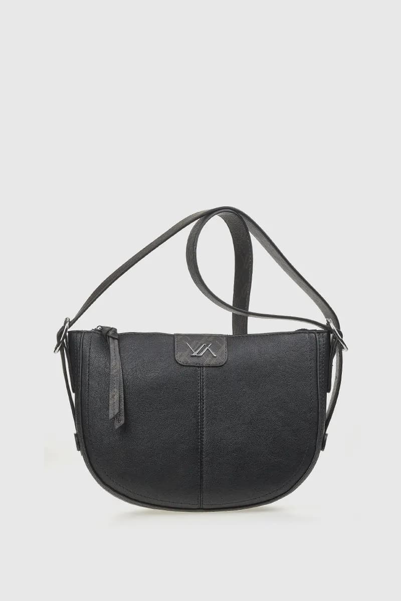 VERDE FASHION | Borsa a tracolla mezzaluna in ecopelle - 1