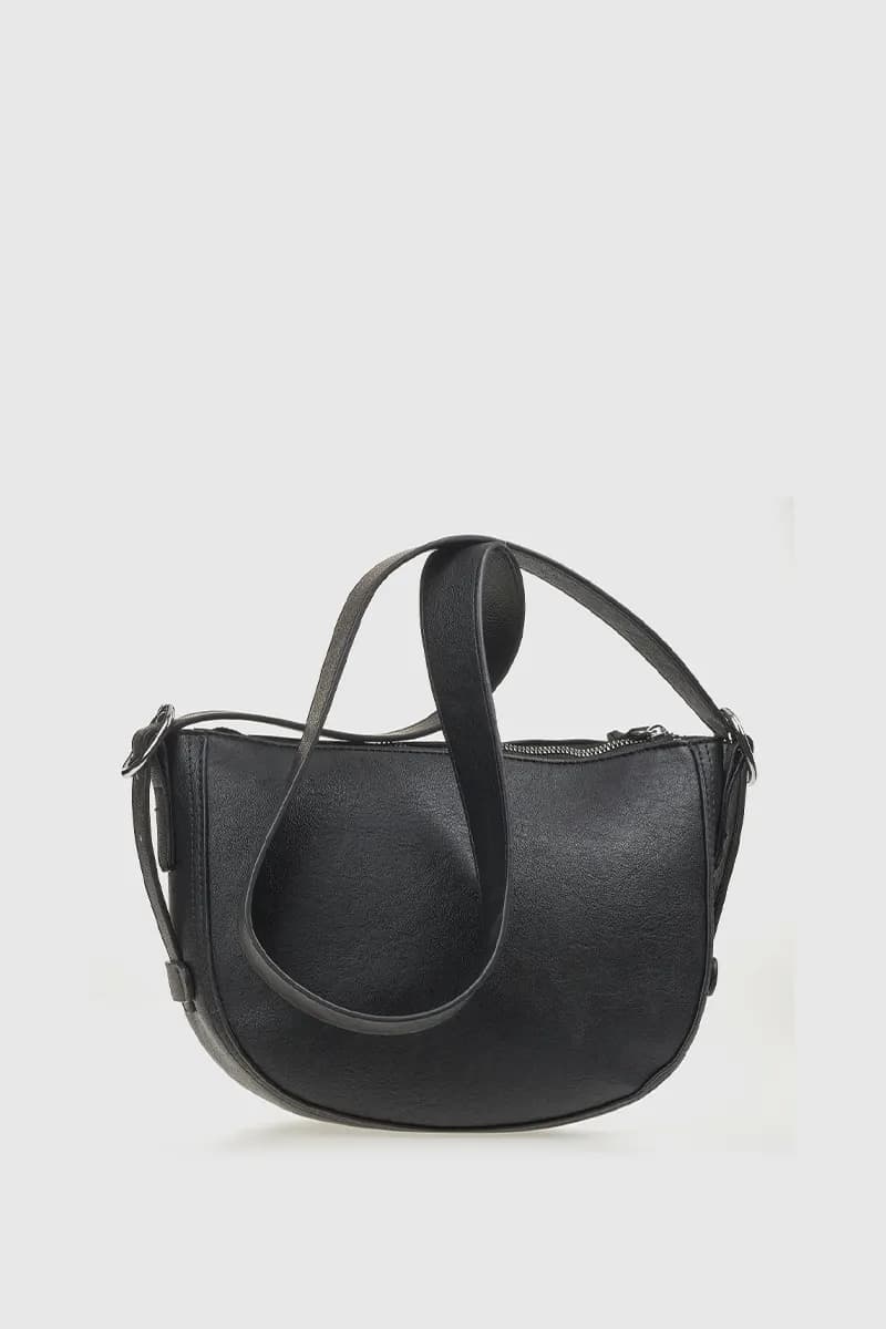 VERDE FASHION | Borsa a tracolla mezzaluna in ecopelle - 2