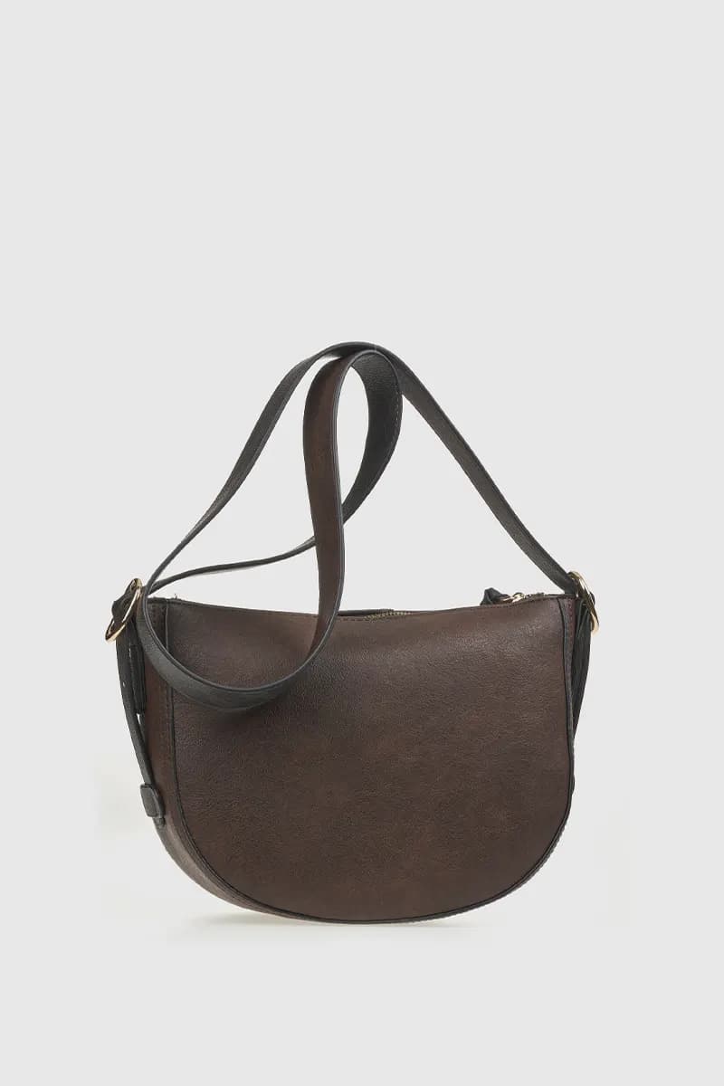 VERDE FASHION | Borsa a tracolla mezzaluna in ecopelle - 6