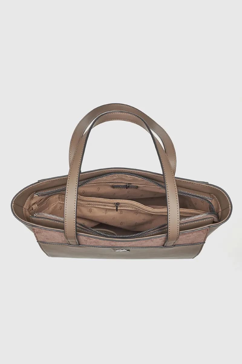 VERDE FASHION | Borsa a spalla dettaglio camoscio - 3