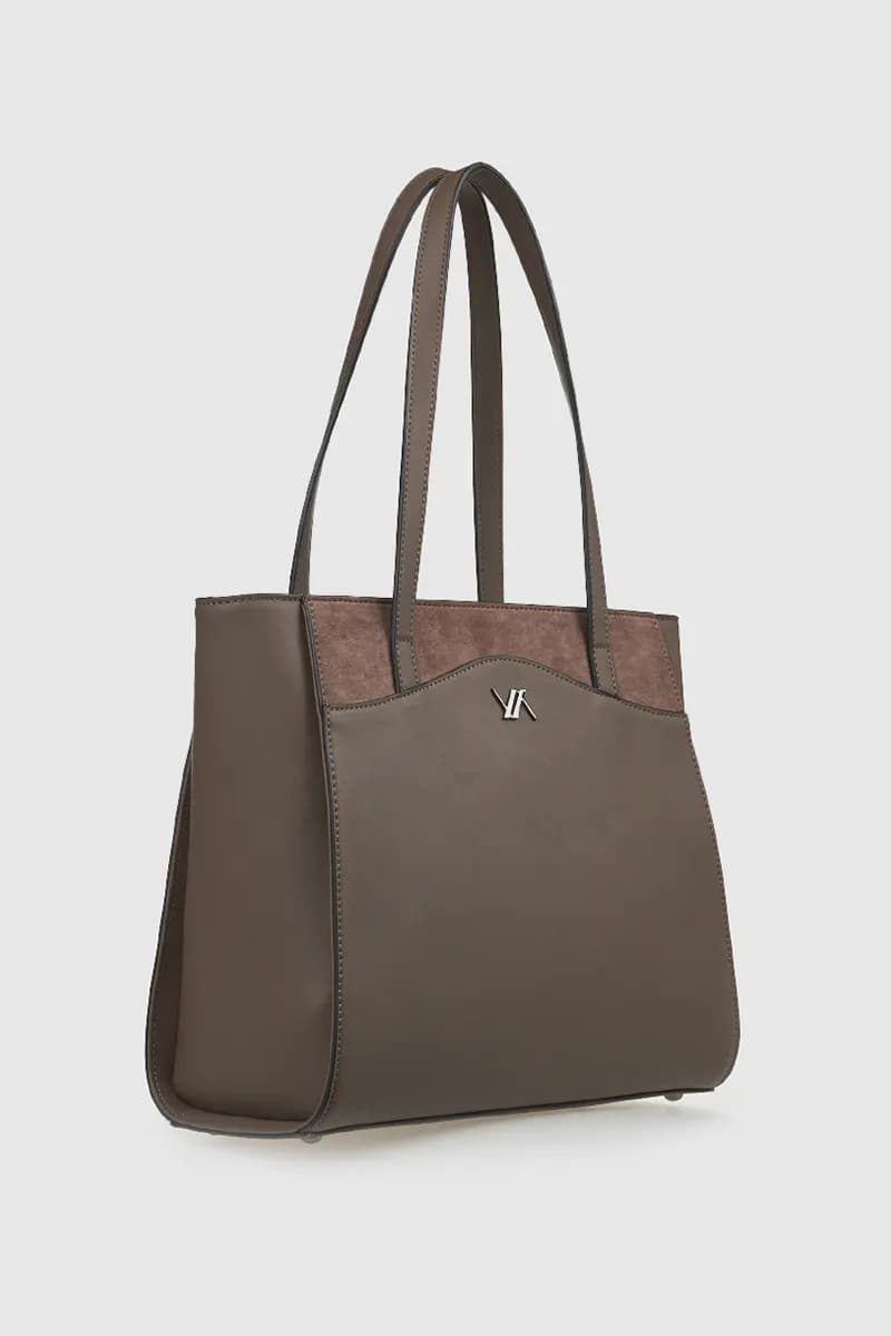 VERDE FASHION | Borsa a spalla dettaglio camoscio - 4