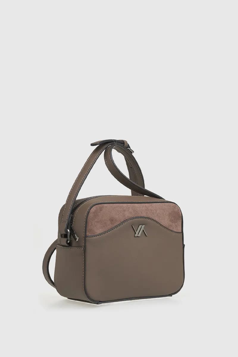 VERDE FASHION | Borsa a tracolla dettaglio camoscio - 8