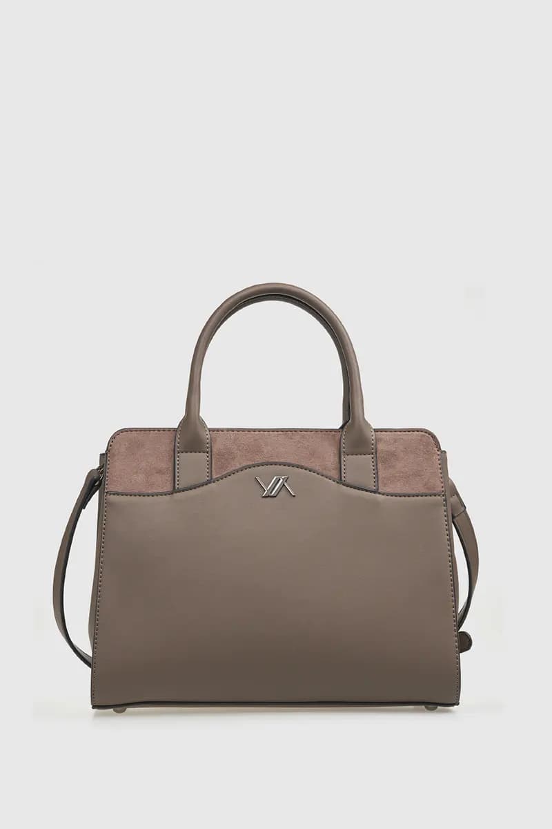 VERDE FASHION | Borsa tote dettaglio camoscio - 13
