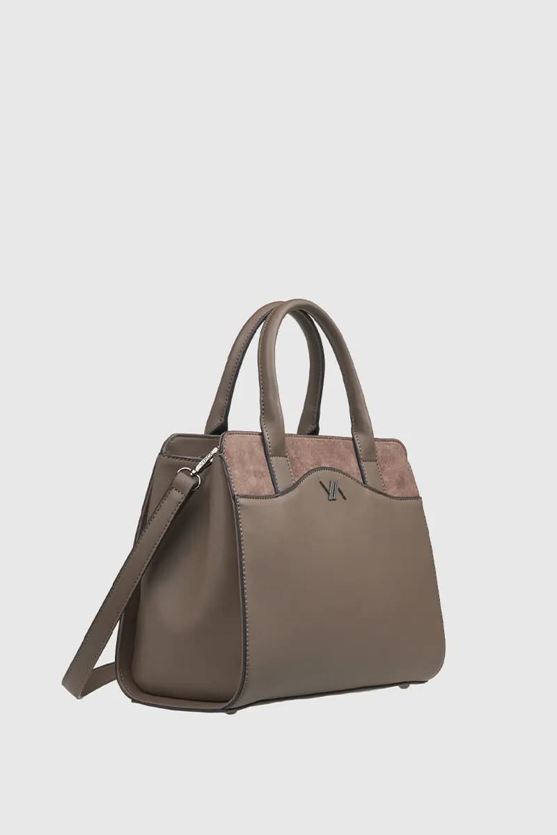VERDE FASHION | Borsa tote dettaglio camoscio - 11