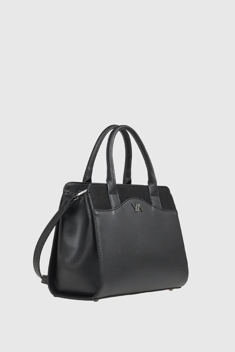 VERDE FASHION | Borsa tote dettaglio camoscio - 8