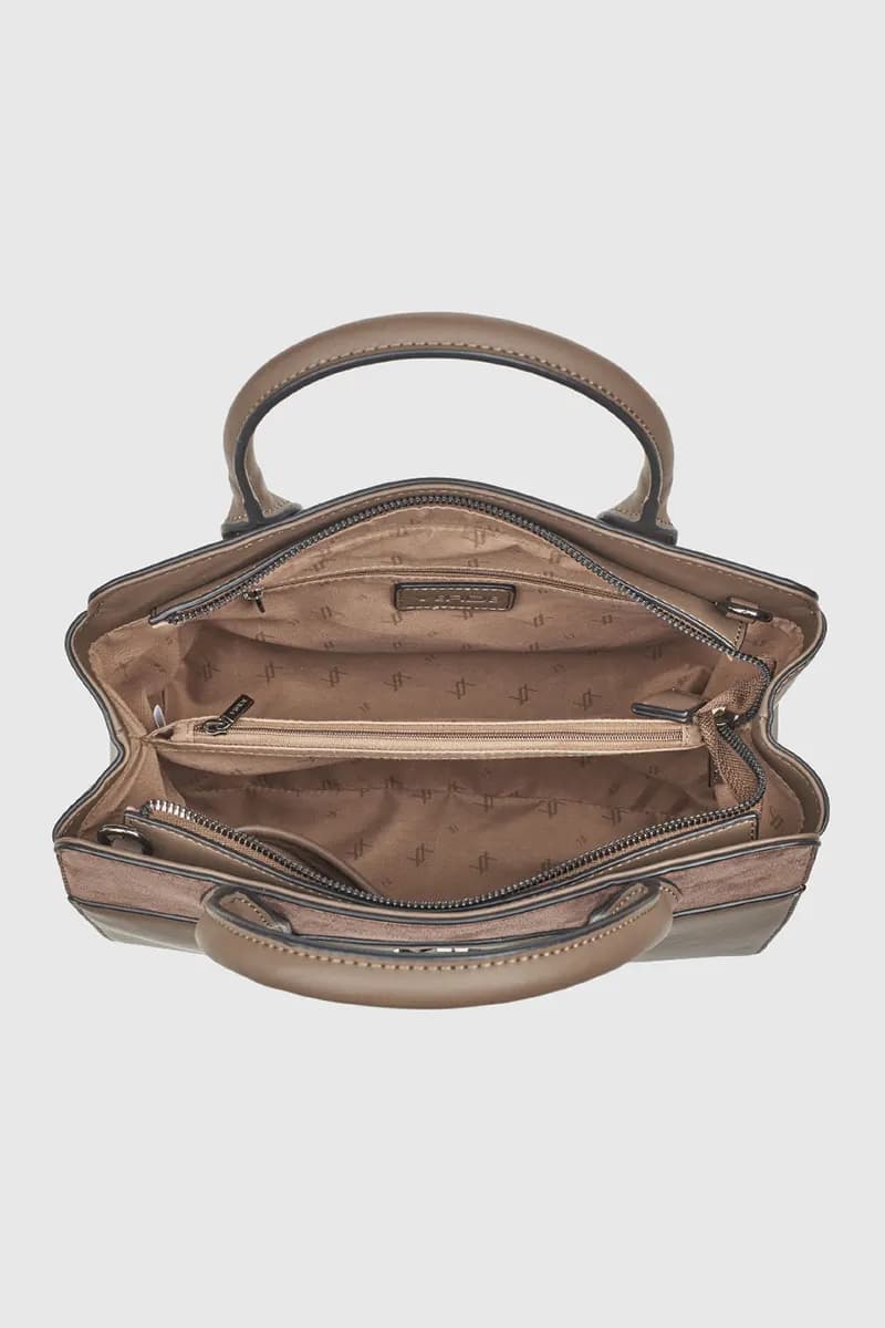 VERDE FASHION | Borsa tote dettaglio camoscio - 10