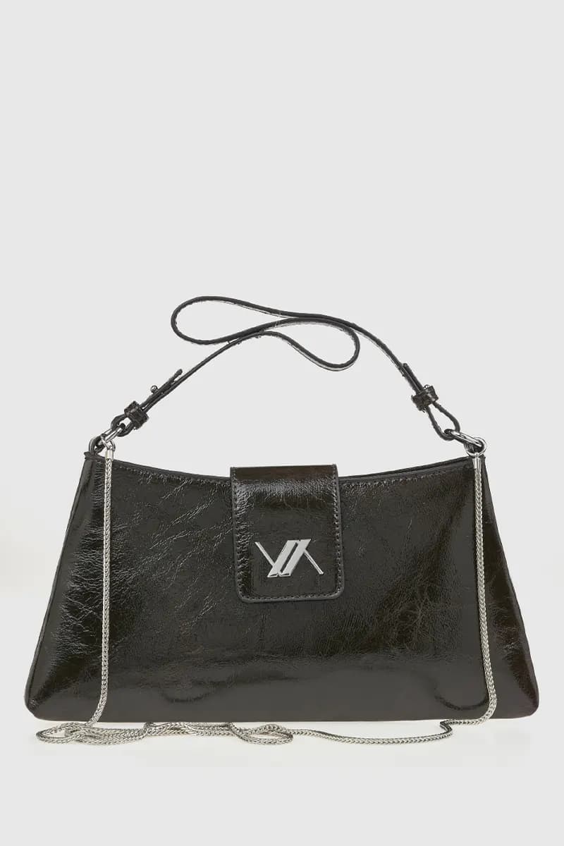 VERDE FASHION | Borsa a spalla in ecopelle verniciata - 1