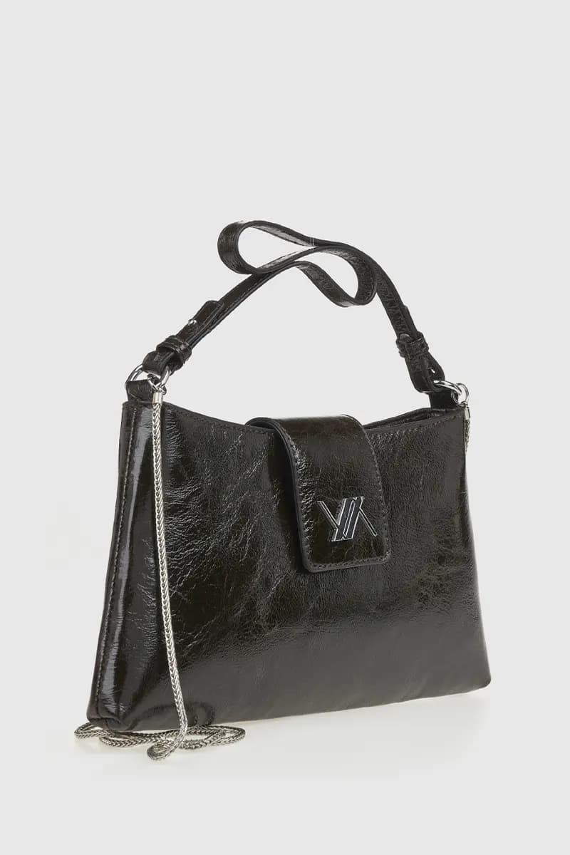 VERDE FASHION | Borsa a spalla in ecopelle verniciata - 4