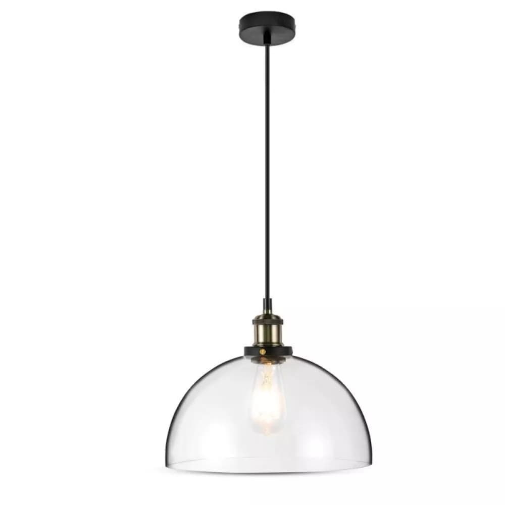 V-TAC Lampadario LED Vintage in Vetro con Portalampada E27 (Max 60W) Colore Trasparente d: 200mm