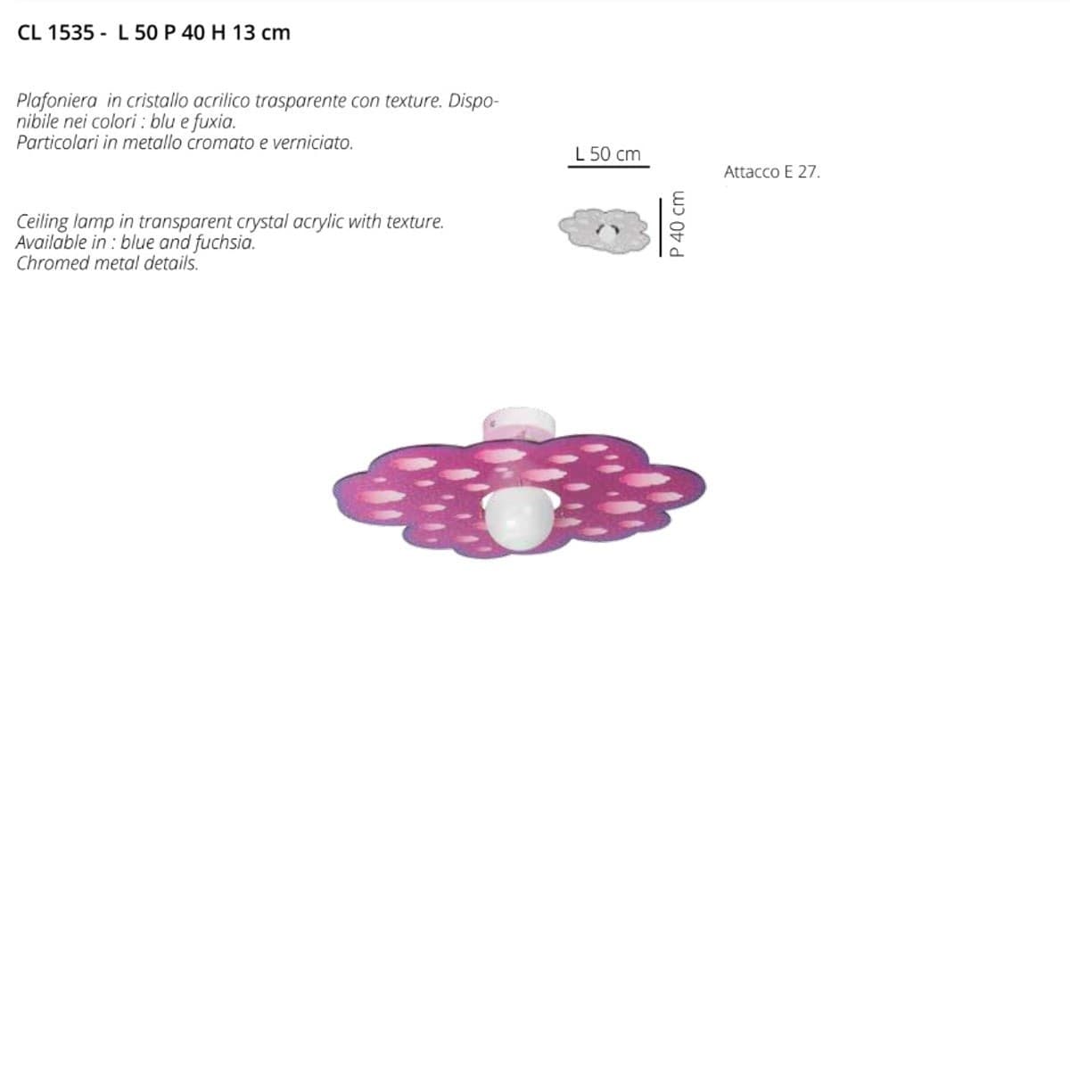 Plafoniera moderna EMPORIUM CLOUD CL1535 49 E27 LED cristallo acrilico lampada soffitto - 3