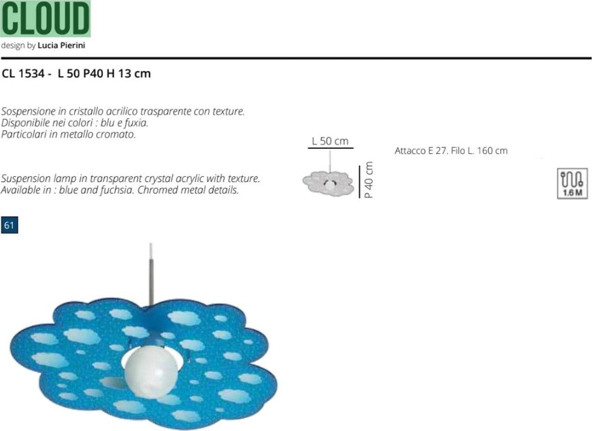 Lampadario moderno EMPORIUM CLOUD CL1534 61 E27 LED cristallo acrilico sospensione - 3