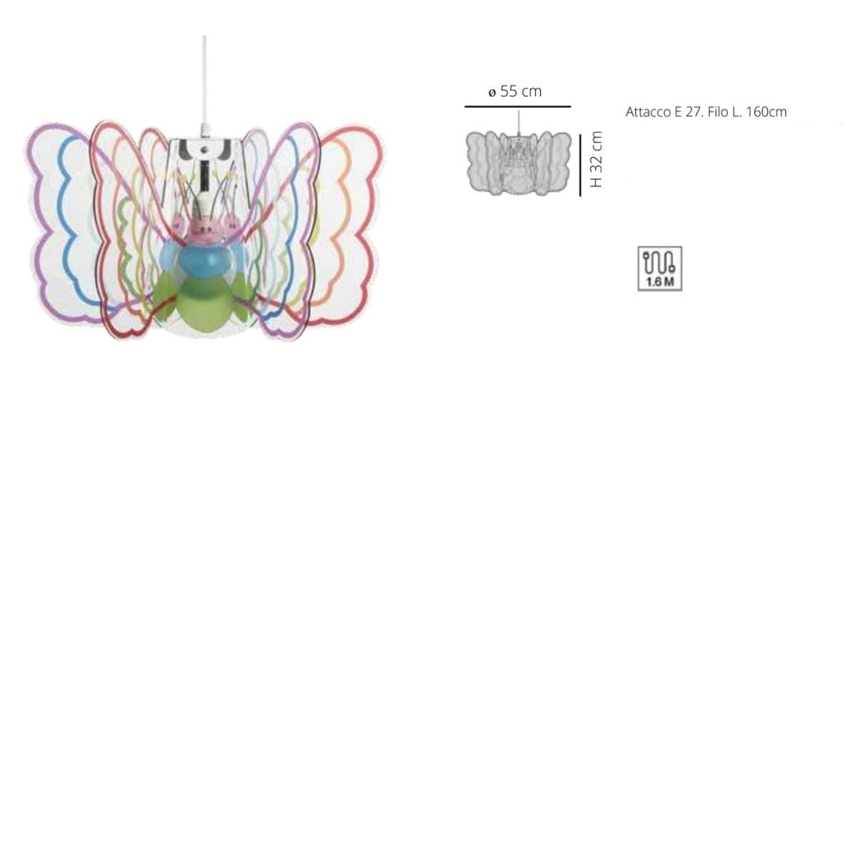 Lampadario moderno EMPORIUM BUTTERFLY CL1528 E27 LED metacrilato sospensione - 5