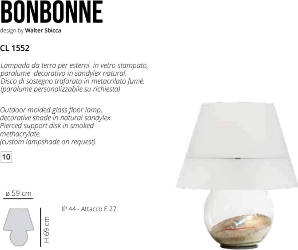 Abat-jour moderna EMPORIUM BONBONNE CL1552 10 E27 LED H69 vetro policarbonato lampada tavolo terra - 3