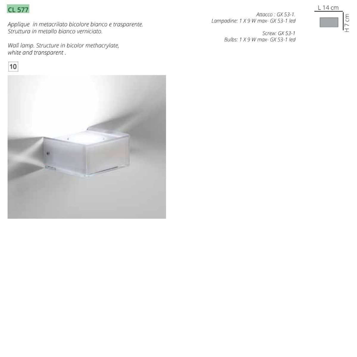 Applique moderno EMPORIUM DOMINO FAMILY CL577 10 GX53 LED mono-emissione metacrilato lampada parete - 9
