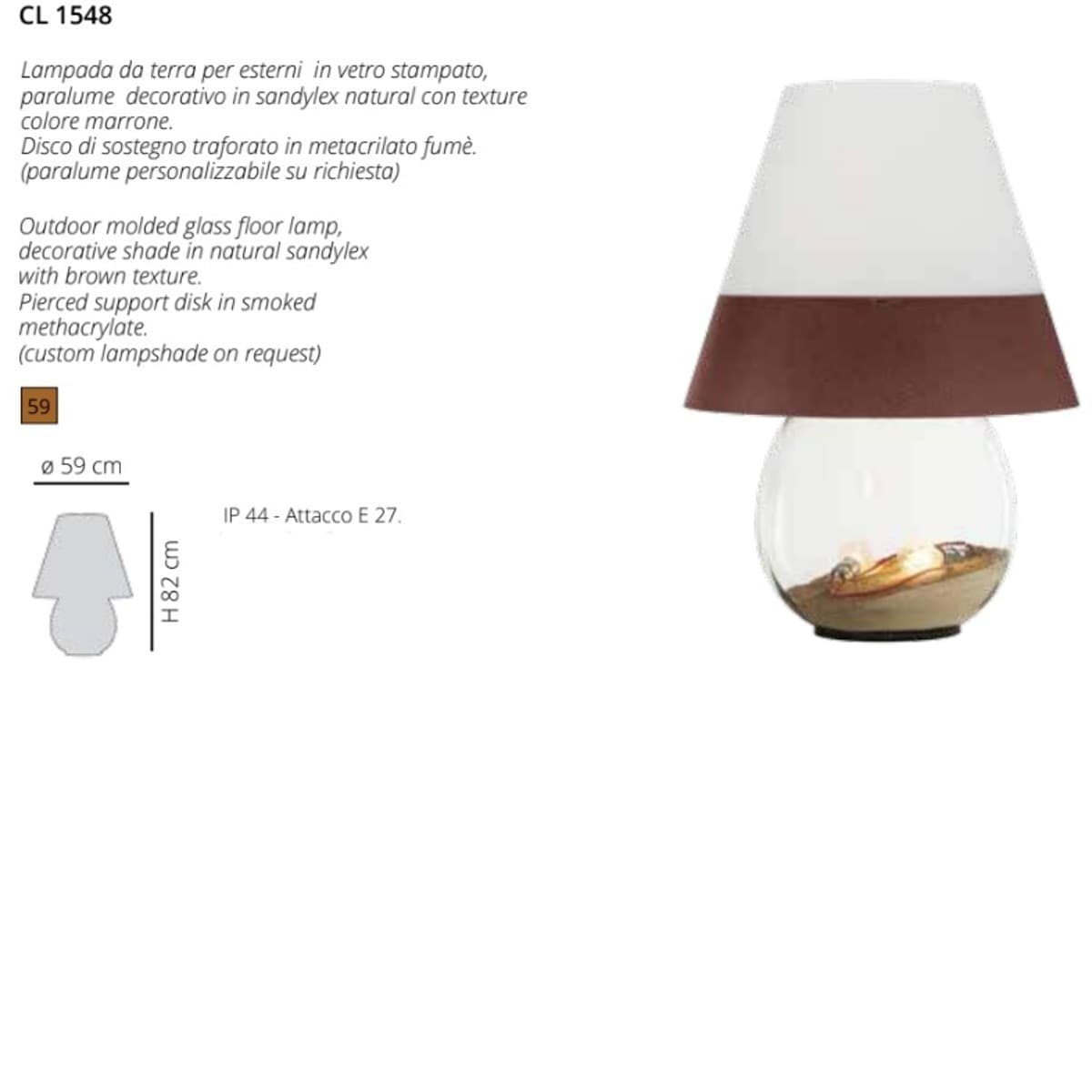 Abat-jour moderna EMPORIUM BONBONNE CL1548 59 E27 LED H82 vetro policarbonato lampada tavolo terra - 3