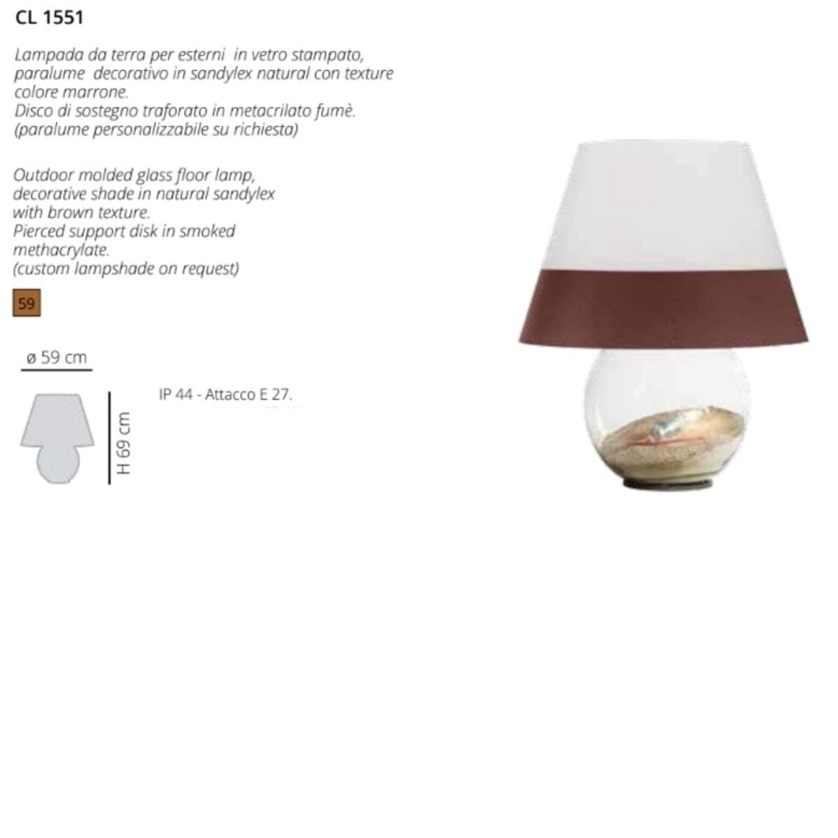 Abat-jour moderna EMPORIUM BONBONNE CL1551 59 E27 LED H69 vetro policarbonato lampada tavolo terra - 3