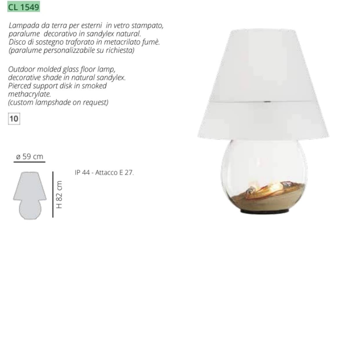 Abat-jour moderna EMPORIUM BONBONNE CL1549 10 E27 LED H82 vetro policarbonato lampada tavolo terra - 3