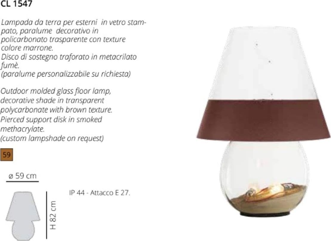 Abat-jour moderna EMPORIUM BONBONNE CL1547 59 E27 LED H82 vetro policarbonato lampada tavolo terra - 3