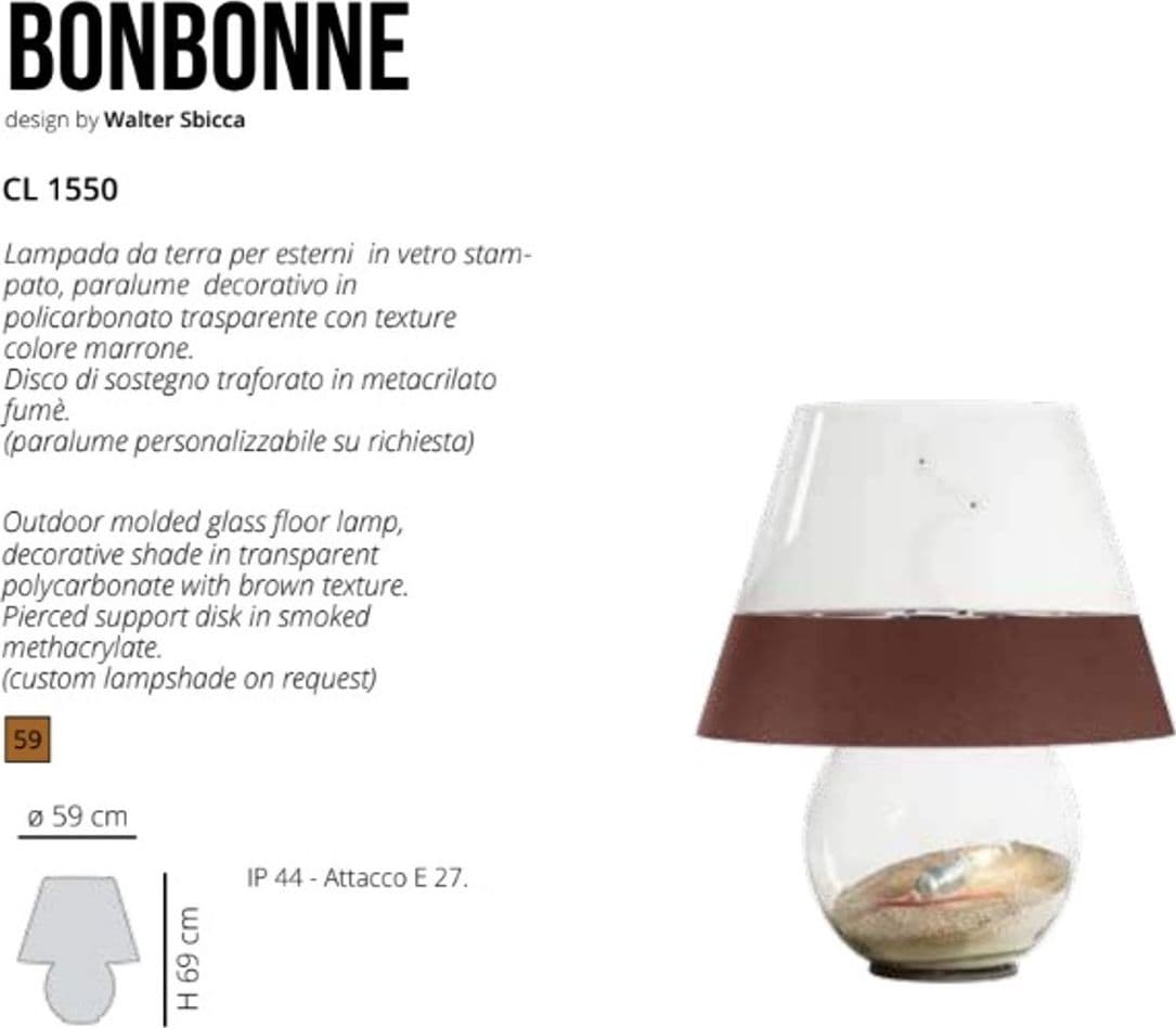 Abat-jour moderna EMPORIUM BONBONNE CL1550 59 E27 LED H69 vetro policarbonato lampada tavolo terra - 3