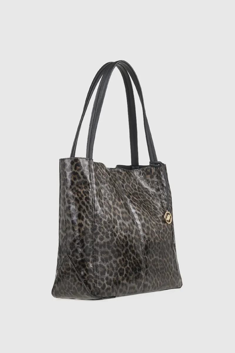VERDE FASHION | Borsa a spalla maculata in vernice - 5