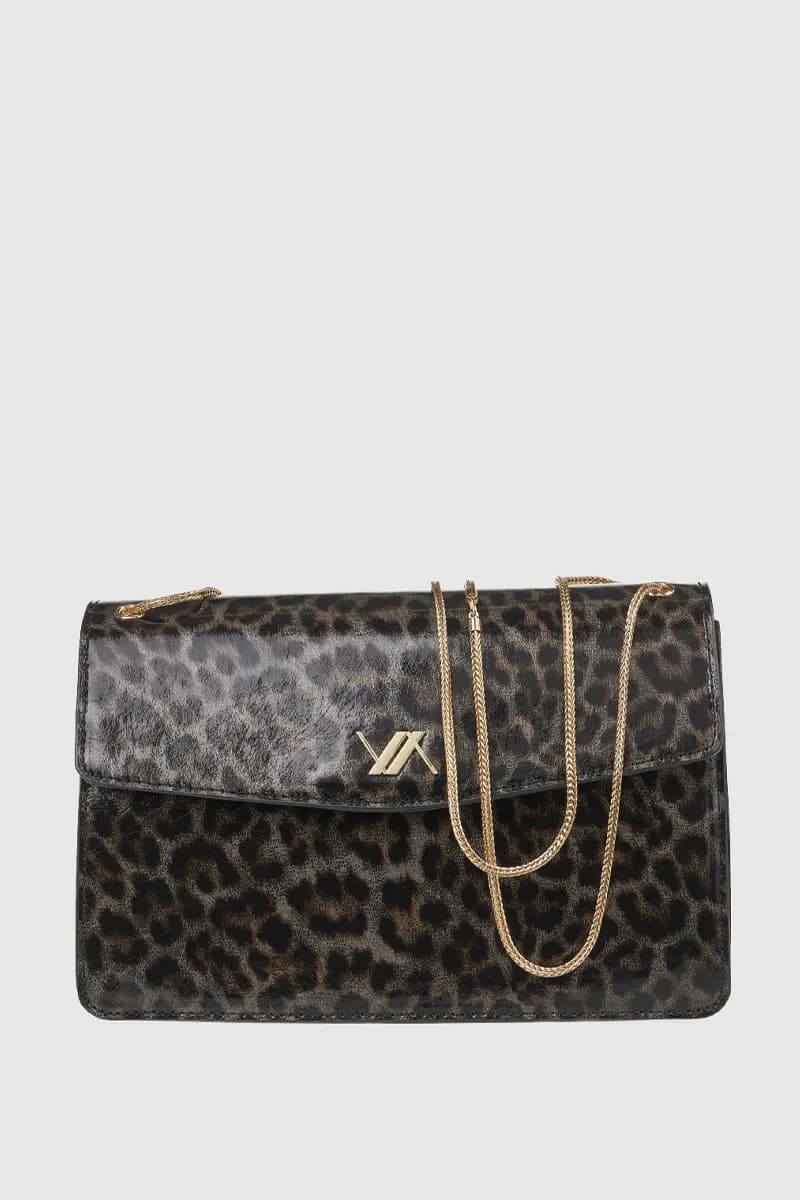 VERDE FASHION | Borsa con patta maculata in vernice - 9