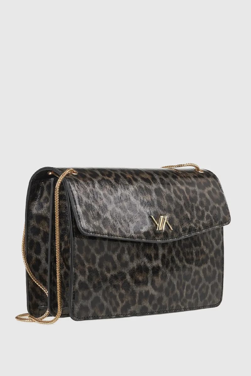 VERDE FASHION | Borsa con patta maculata in vernice - 8
