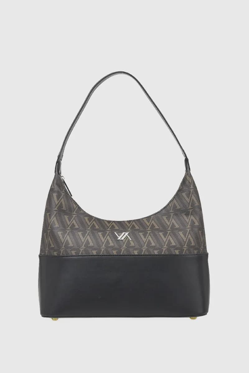 VERDE FASHION | Borsa a spalla mezzaluna con stampa logo - 5