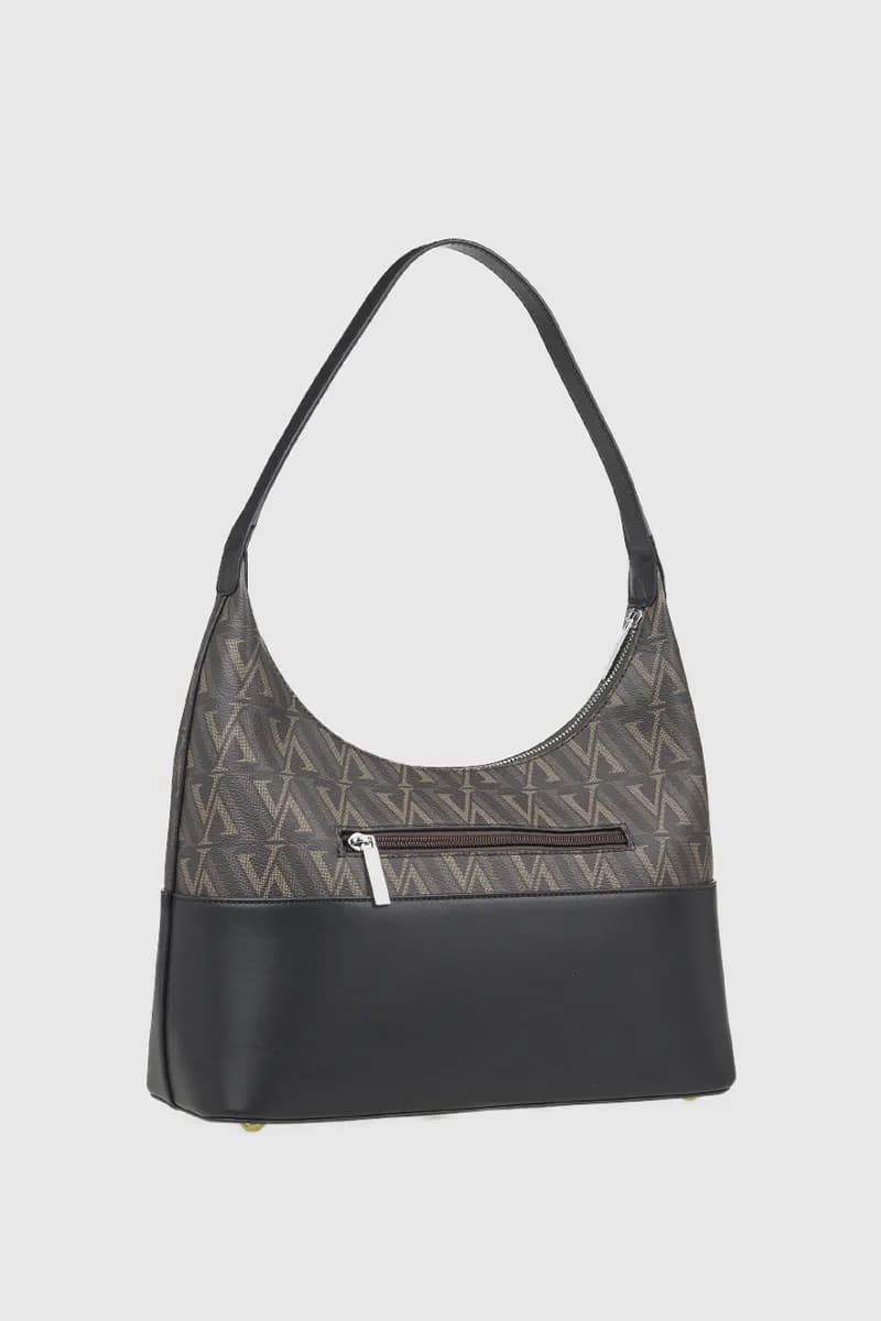 VERDE FASHION | Borsa a spalla mezzaluna con stampa logo - 2