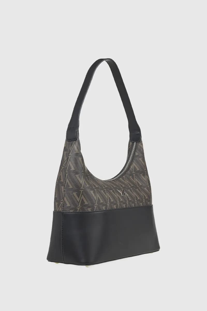 VERDE FASHION | Borsa a spalla mezzaluna con stampa logo - 4