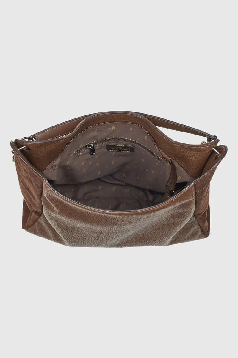 VERDE FASHION | Borsa a spalla hobo in ecopelle e camoscio - 3