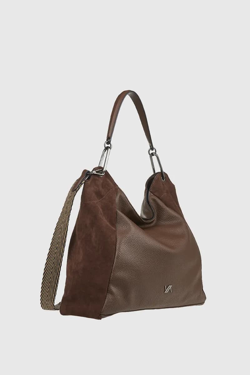 VERDE FASHION | Borsa a spalla hobo in ecopelle e camoscio - 4