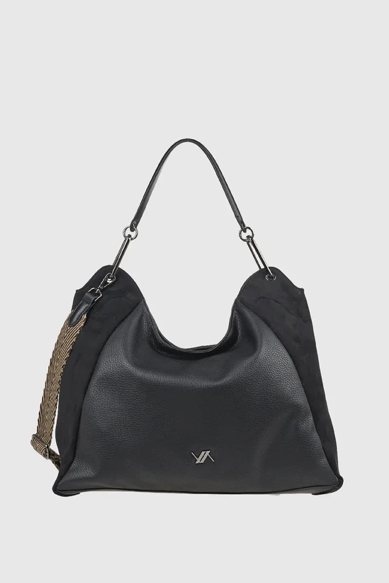 VERDE FASHION | Borsa a spalla hobo in ecopelle e camoscio - 5
